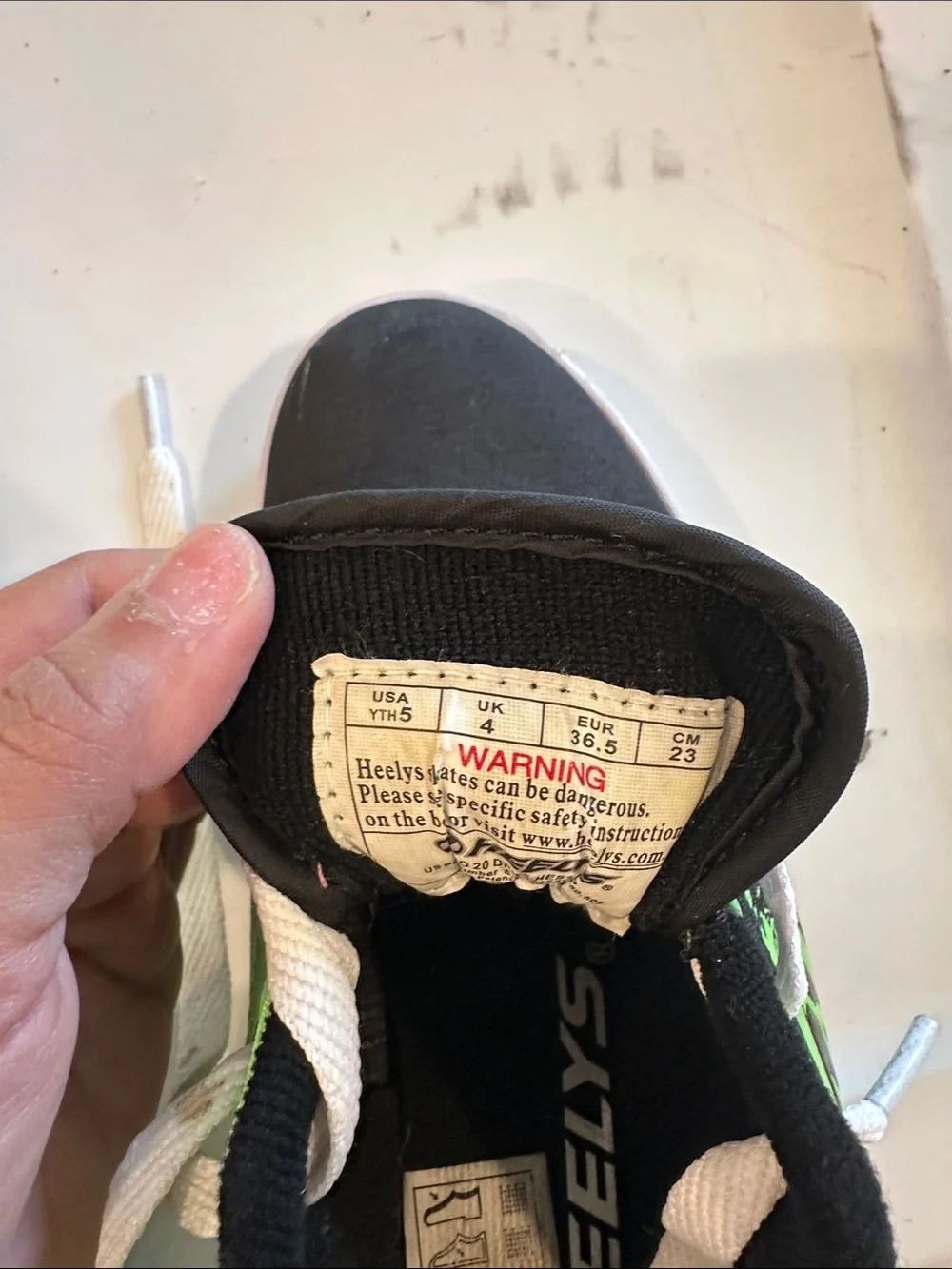 Heelys Black and Green Kids Skate Sneakers with White Laces